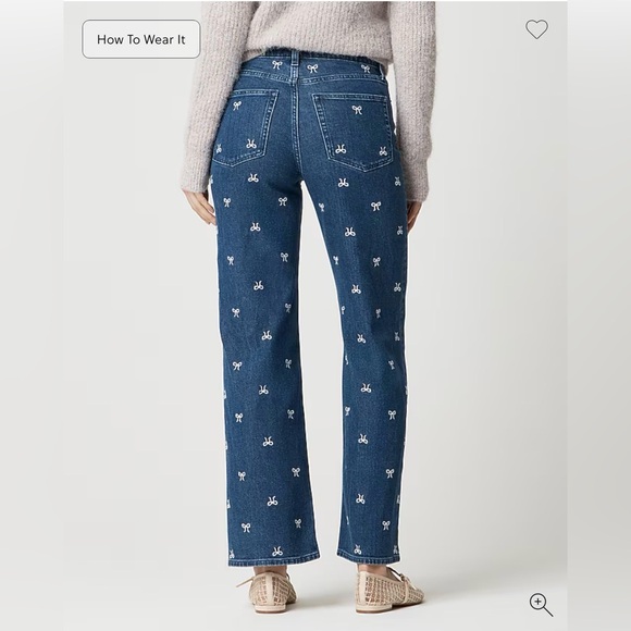 J. Crew High Rise Blue Jeans with White Embroidery - Picture 2 of 4
